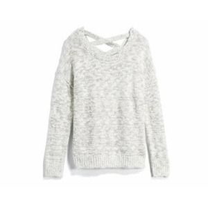 Olive & J Open Back Sweater Heather Grey Long Sleeve Soft M